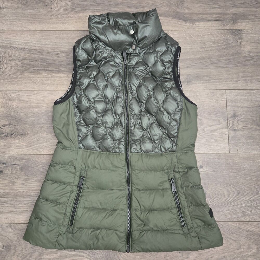 Calvin Klein Performance Duck Down Puffer Vest Women S Green Premium Zip Pockets